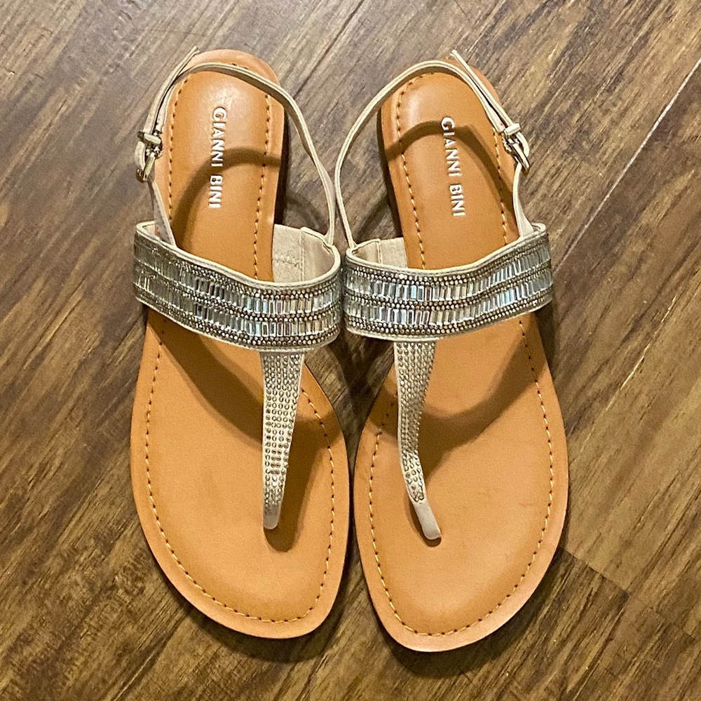 Gianni Bini Embellished T-Strap Sandals
